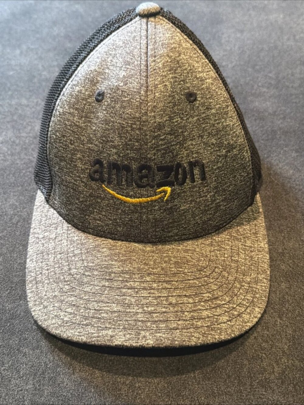 AMAZON Logo Gray & Black Trucker Hat Cap Dad Flexfit